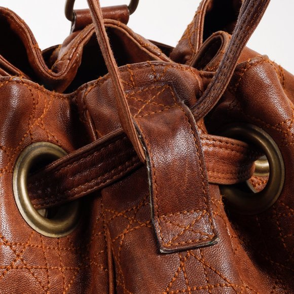 Christian Dior Cannage Brown Leather Bucket Bag - Picture 8 of 11